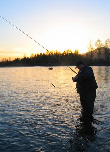 Vedder River angler at sunset